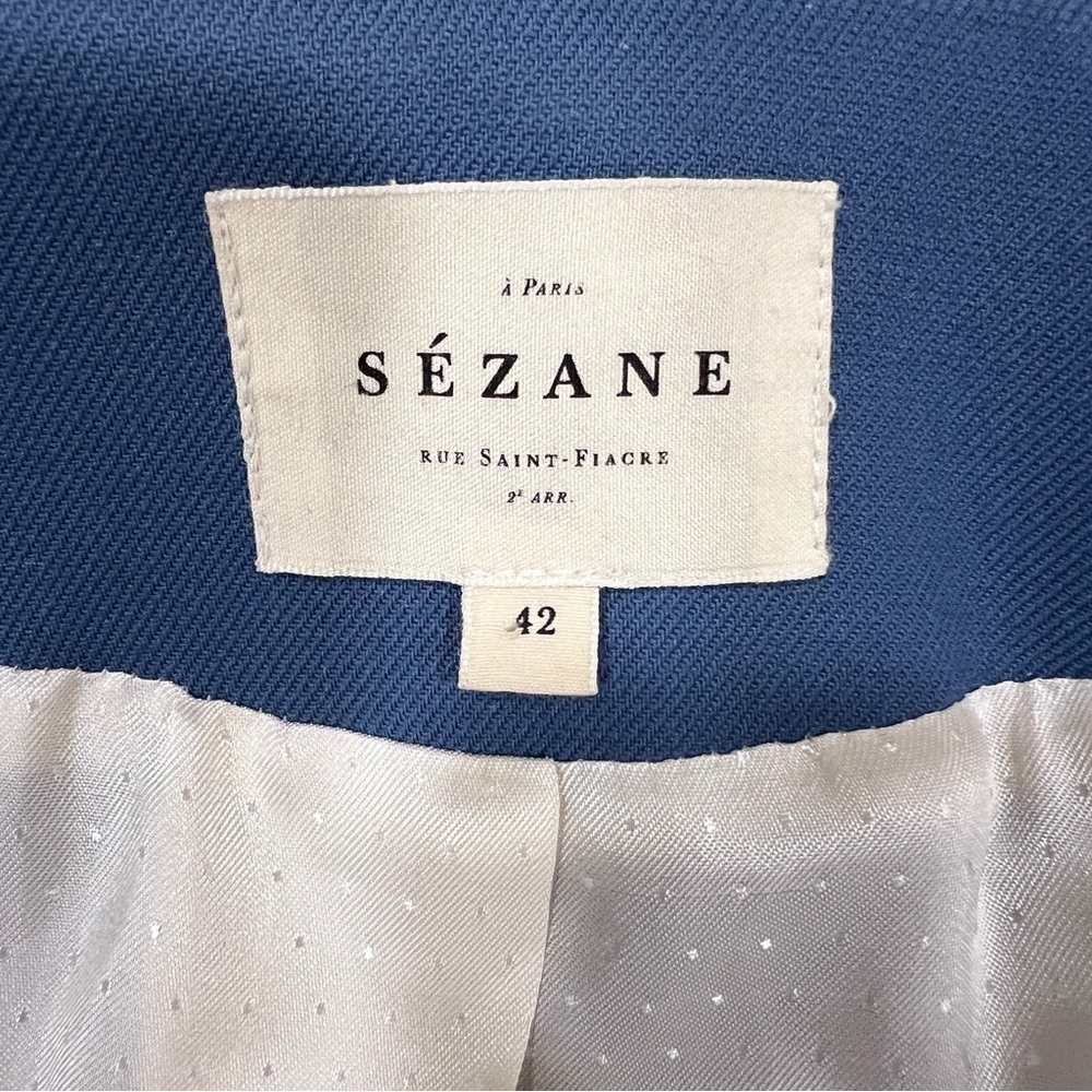 Sezane Christie Jacket Blazer Vintage Blue Size 42 - Picture 8 of 12